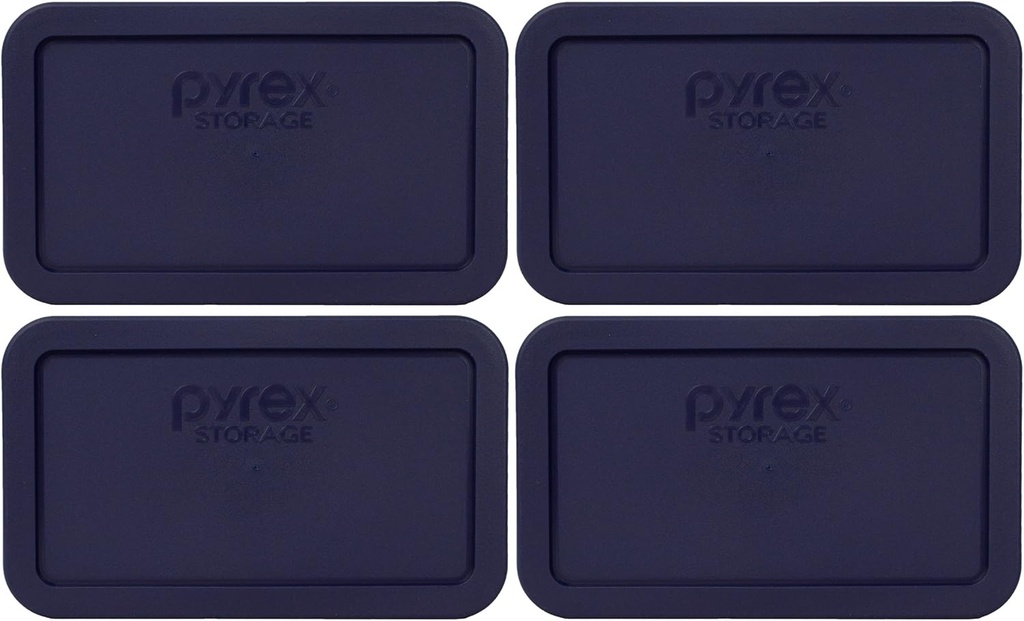 Pyrex 7214-PC 4.8-Cup Blue Food Storage Replacement Lid (4-Pack) - Made in USA
