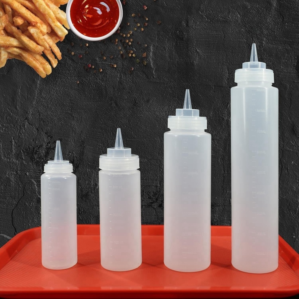 Plastic Condiment Squeeze Bottles,Sauce bottle,Squeeze Bottle Dispenser,Refillable With Tip Cap,Set of 6 (8 oz)