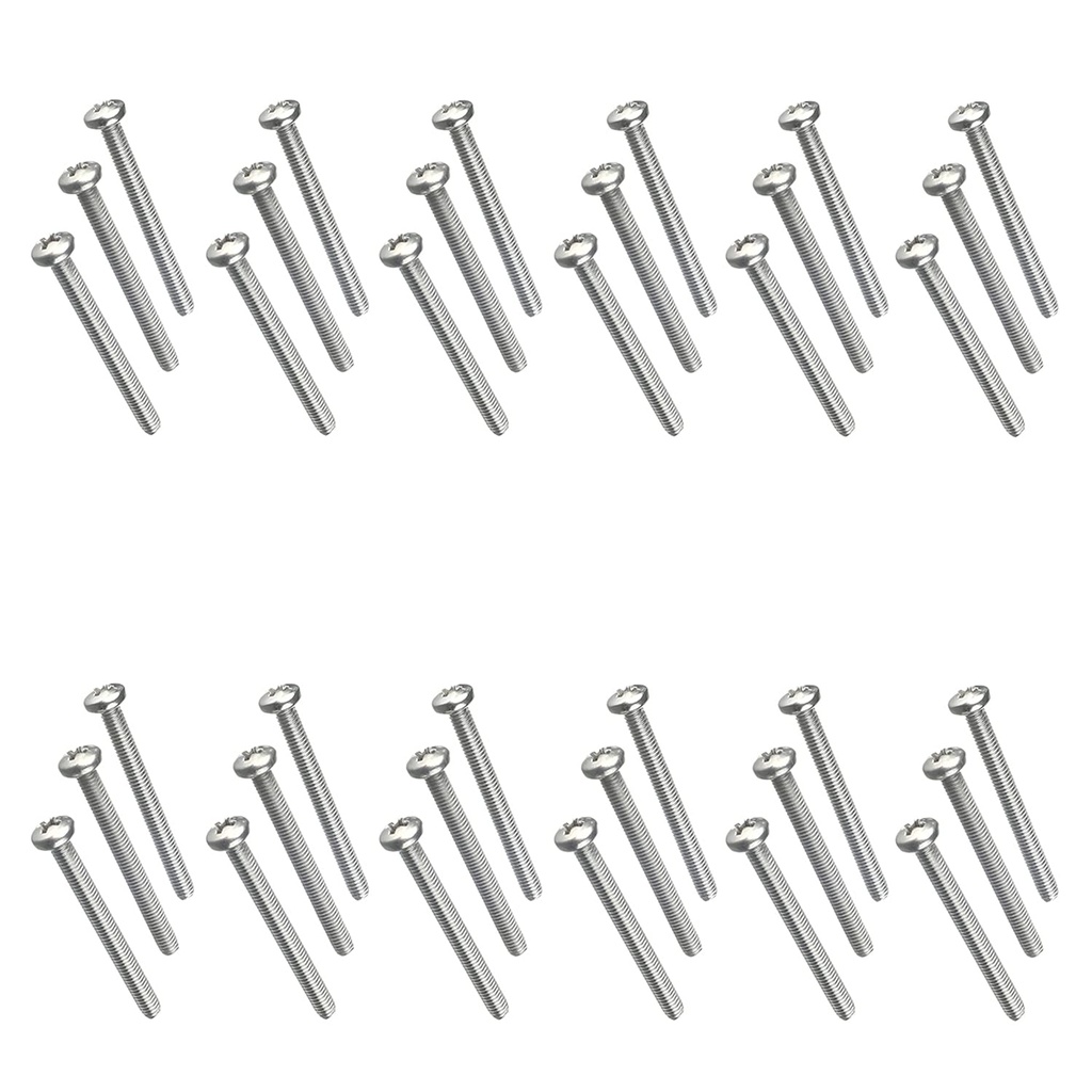 Yinpecly 30Pcs M4-0.7 x 40mm Knob Pull Machine Screws Metric Pan Head Phillips Drive Cross Head Screw 304 Stainless Steel Full Thread Fasteners Bolts Silver Gray Cabinet Door and Drawer Screws