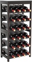 24-Bottle Wine Rack Freestanding Floor, 6-Tier Bamboo Wine Display Rack Storage Shelf with Table Top for Kitchen Dining Room Bar Cellar - Dark Brown