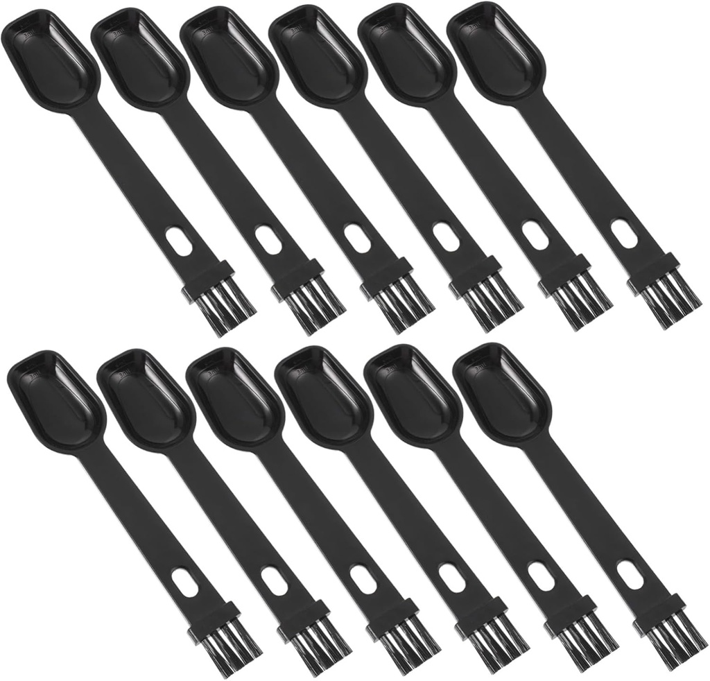 Ciieeo 12pcs Multifunctional Coffee Bean Scoop and Grinder Cleaning Brush with Long Handle Food Grade PP Comfortable Grip Dual Use for Coffee Powder Milk Powder and Small Brush Cleaning