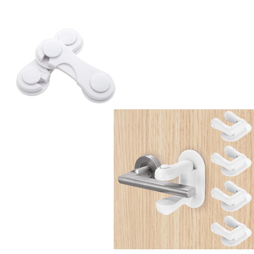 Inaya 6-Pack Child Proof Locks for Cabinet Doors & Inaya Door Lever Lock – Child Proof Handle Locks 2 Pack - 3M Adhesive & Easy Installation for Home, Baby Proof Locks for Kids Safety