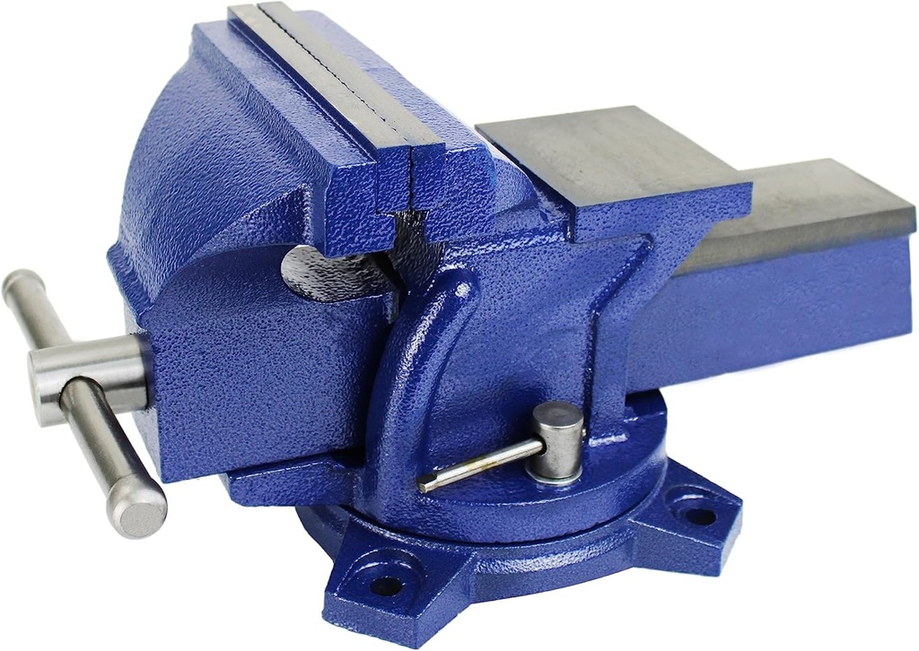 HFS(R) 4" Heavy Duty Bench Vise Anvil with 360° Swivel Locking Base Desktop Clamp - FS Blue Design
