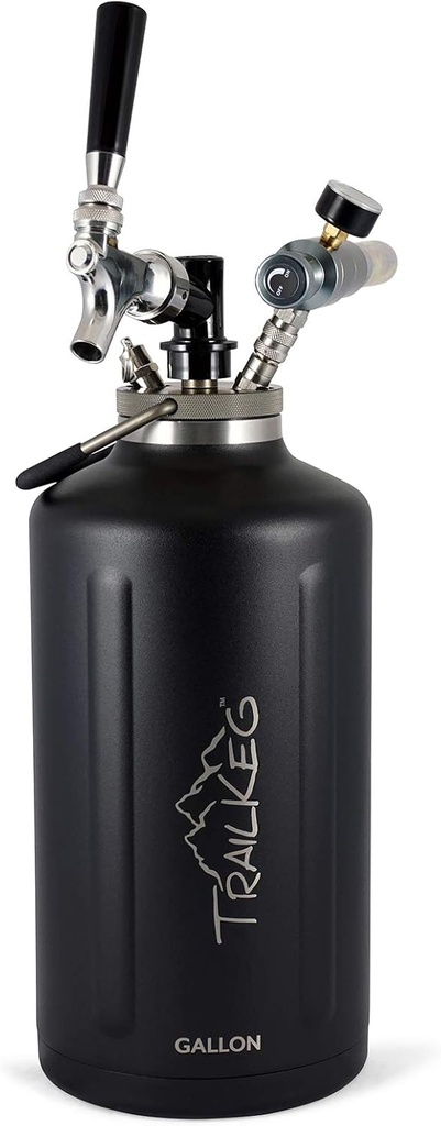 TrailKeg - Carbonated Growler for Beer - One Gallon - 18/8 Stainless Steel - Vacuum Insulated Double Wall, Cold for 48 Hours - Craft Beverage Dispenser for Beer, Soda, Cocktails, and Kombucha