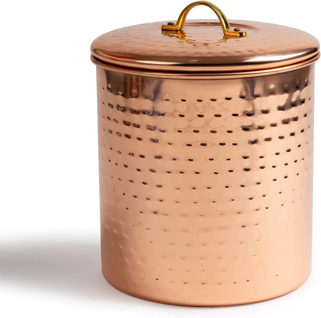 NuSteel Hammered Copper 1 QT Stainless Steel Canister, Beautiful Food Storage Container for Kitchen Counter, Tea, Sugar, Coffee, Caddy, Flour Canister with Rubber Seal lid,TG-843C-1