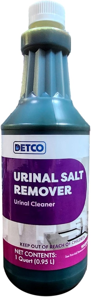 Urinal Salt Remover Concentrate - Safe on Pipes and Plumbing, Odor Control, Cleans Rust, Scale, and Uratic Salt Build-Up, 1 Quart