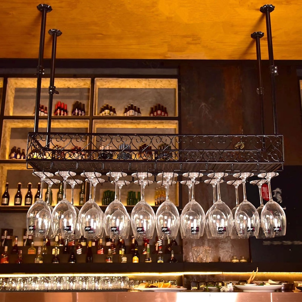 Wine Storage Display Racks Ceiling Bottle Rack, Floating Wine Shelf Vintage Style Iron Hanging Wine Glass Holder for Kitchen/Dining/Room/Wine Cellar/Bar (Size : 80x25cm)