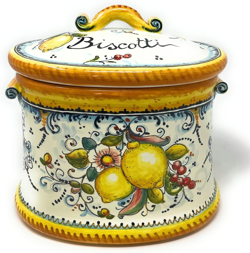 CERAMICHE D'ARTE PARRINI- Italian Ceramic Biscuit Cookies Jar Hand Painted Made in ITALY Tuscan Art Pottery Store Florence