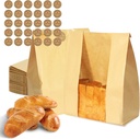 120PCS Bread Bags for Homemade Bread Paper Sourdough Bread Bags Large Bakery Bags with Window for Baked Food Packaging Storage Gift Giving Includes 120PCS Label Seal Stickers 13.7x8.3x3.5in