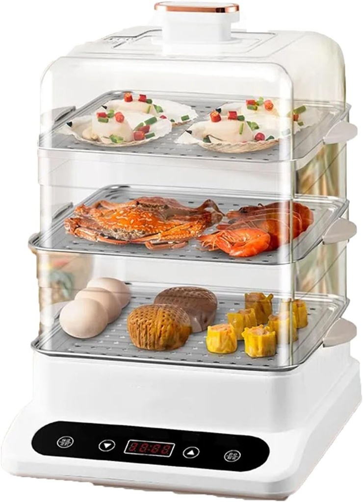 800W Electric Food Steamer, Three-Layer Large-Capacity Electric Steamer 10S Quick Steam Release Suitable for Steaming Eggs, Sweet Potatoes Cornfish