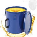 Fryer Grease Bucket, 6 Gal Fryer Oil Bucket, Commercial Frying Oil Disposal Transport Container with Lid, Lock Clips and Filter Bag for Hot Cooking Oil Used Oil Filtering and Storage (Blue)