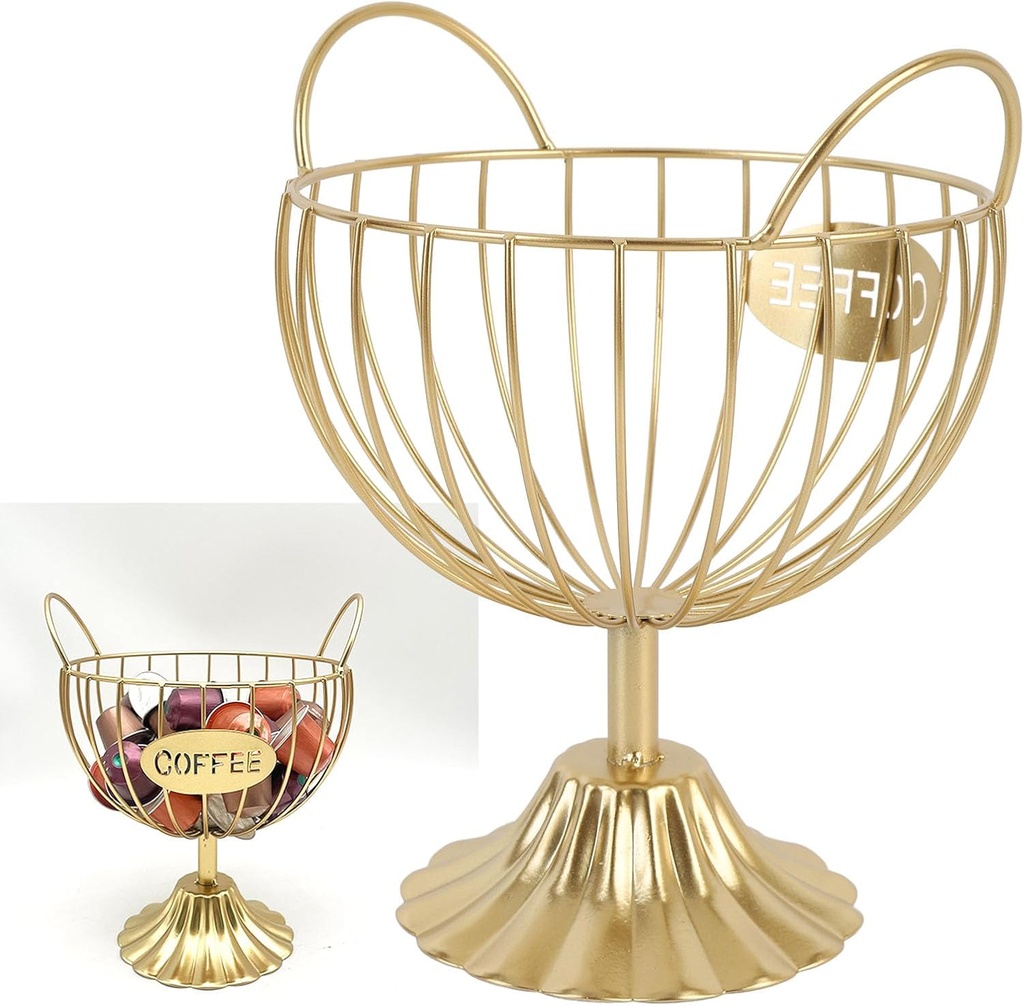 Coffee Pod Holder, Storage Container for Coffee Bar, Round Coffee Basket Decor for Kitchen Countertop for Pods and Espresso Capsules