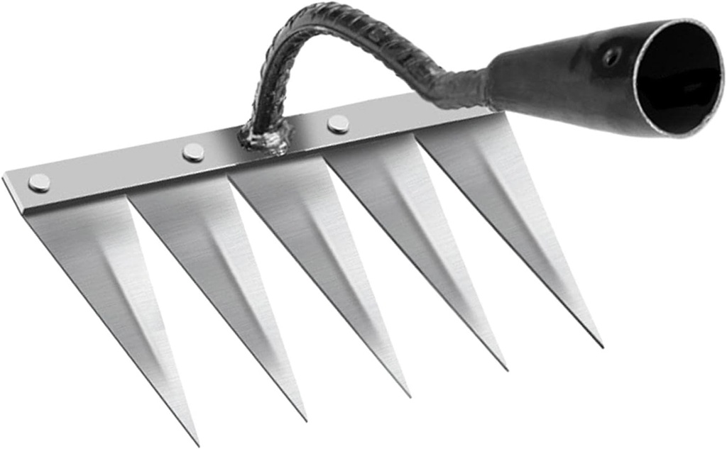 Sharp Garden Edger Er, Gardening Hoe Hand Tool Puller Accessories for Backyard Ing, Loosening, Farm Planting, 5 Tooth Steel