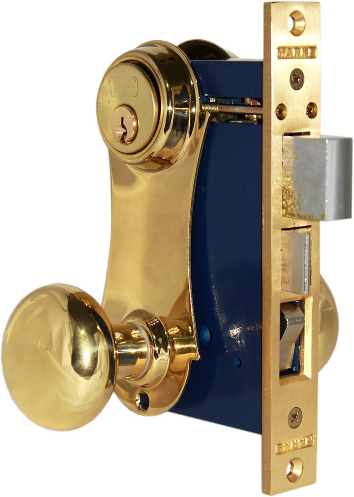 Marks 21AC LHR Double Cylinder Iron Gate Ornamental Knob Plate Mortise Lock Set with 2-1/2" Backset