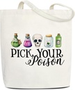 Canvas Tote Bag for Halloween, Reusable Grocery Shopping Bag for Trick or Treating, Grocery Shopping and More