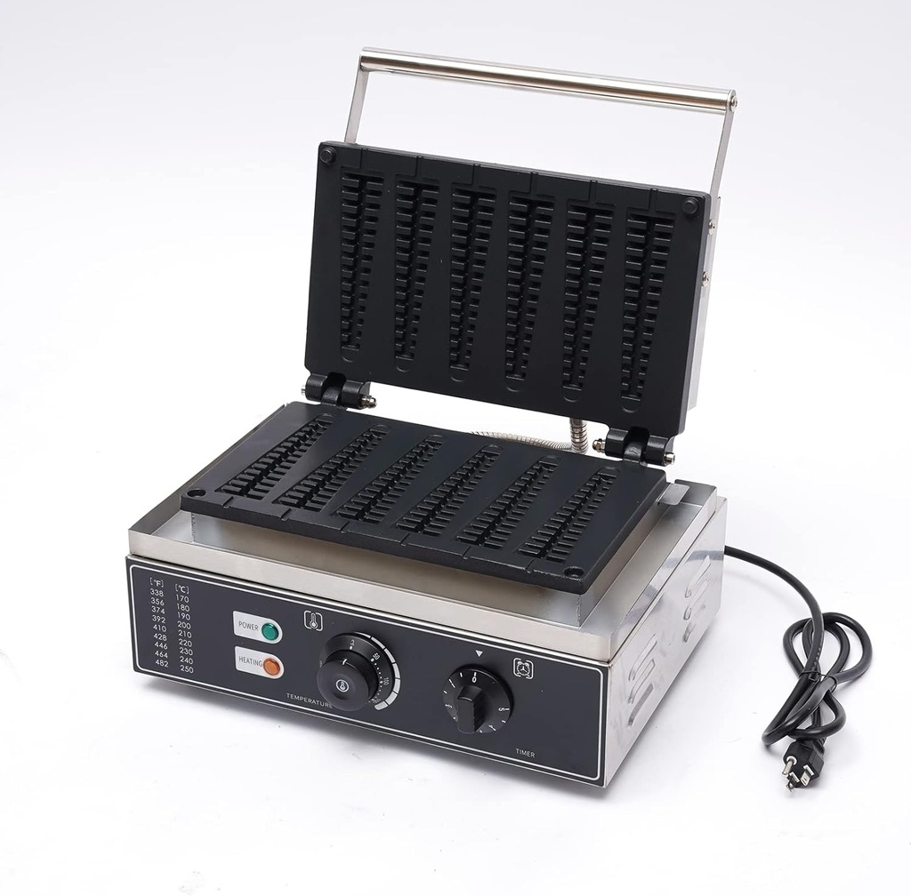 Commercial Non-Stick Electric Stick Waffle Makers 6Pcs Electric Hotdog Waffle Maker Machine 110V 1550W Commercial Corn Dog Waffle Maker for Restaurant Snack Bar