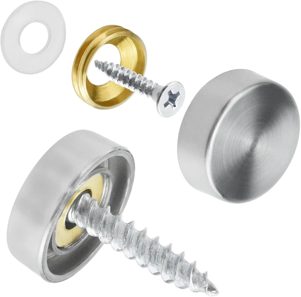 24 Pcs Stainless Steel Screw Cover Cap, 0.63"/16mm Diameter Mirror Screw Cap, Decorative Screws Cover Fasteners for Furniture, Mirrors, Signage, and Advertising Hardware