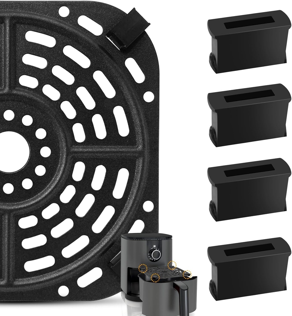 Air Fryer Accessories for Ninja AF080 AF141 AF181 SL201 SL401 SL451, 4 PCS Heat Resistant Food Grade Anti-Scratch Silicone Air Fryer Rubber Feet Tabs Tips Parts Covers Replacement Parts