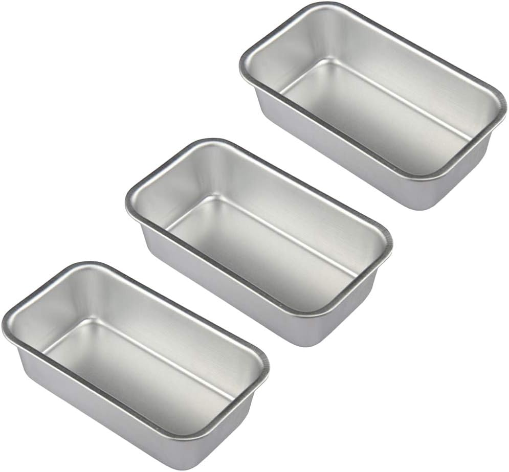 MARURY Stainless Steel Bread Box 3pcs Aluminum Alloy Baking Bread Pan Loaf Pan Nonstick Loaf Bread Toast Pan Home Bakeware Baking Tools Cake Stencil (Color : Silver 3pcs)