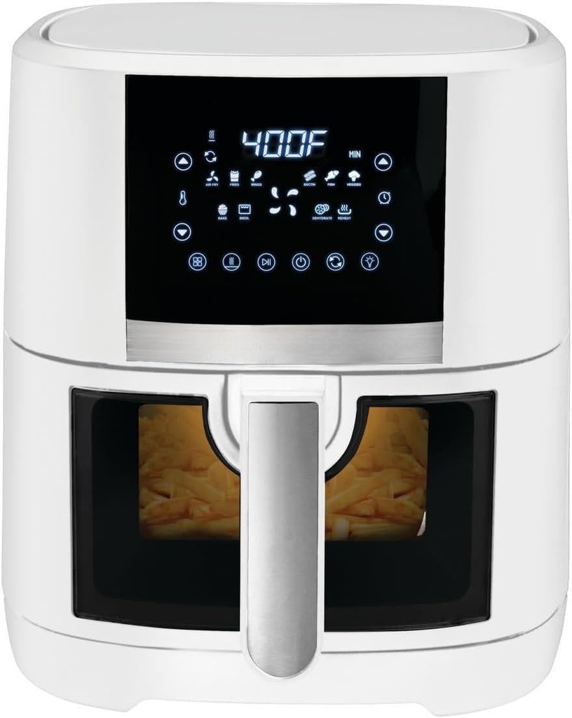 5 Quart Air Fryer with Ceramic Coating and Window, 13.5 in