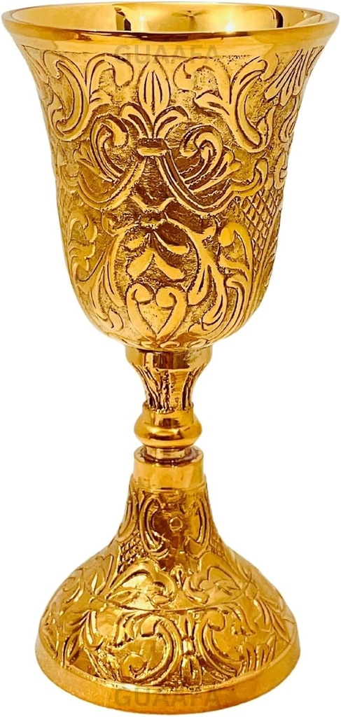 GUAAFA Medieval Goblet Vintage Chalice 6" - 1x Handmade Brass Drinkware for Royal Wedding Anniversary Christmas Gifts 7oz -King Arthur Renaissance Ceremonial Wine Glass (Duke & Duchess Goblet)