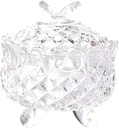Candy Dish with Lid 4 inch, Crystal Glass Sugar Bowl with Butterfly Decor Covered Cookie Jar ideal for Home Holiday Celebrations