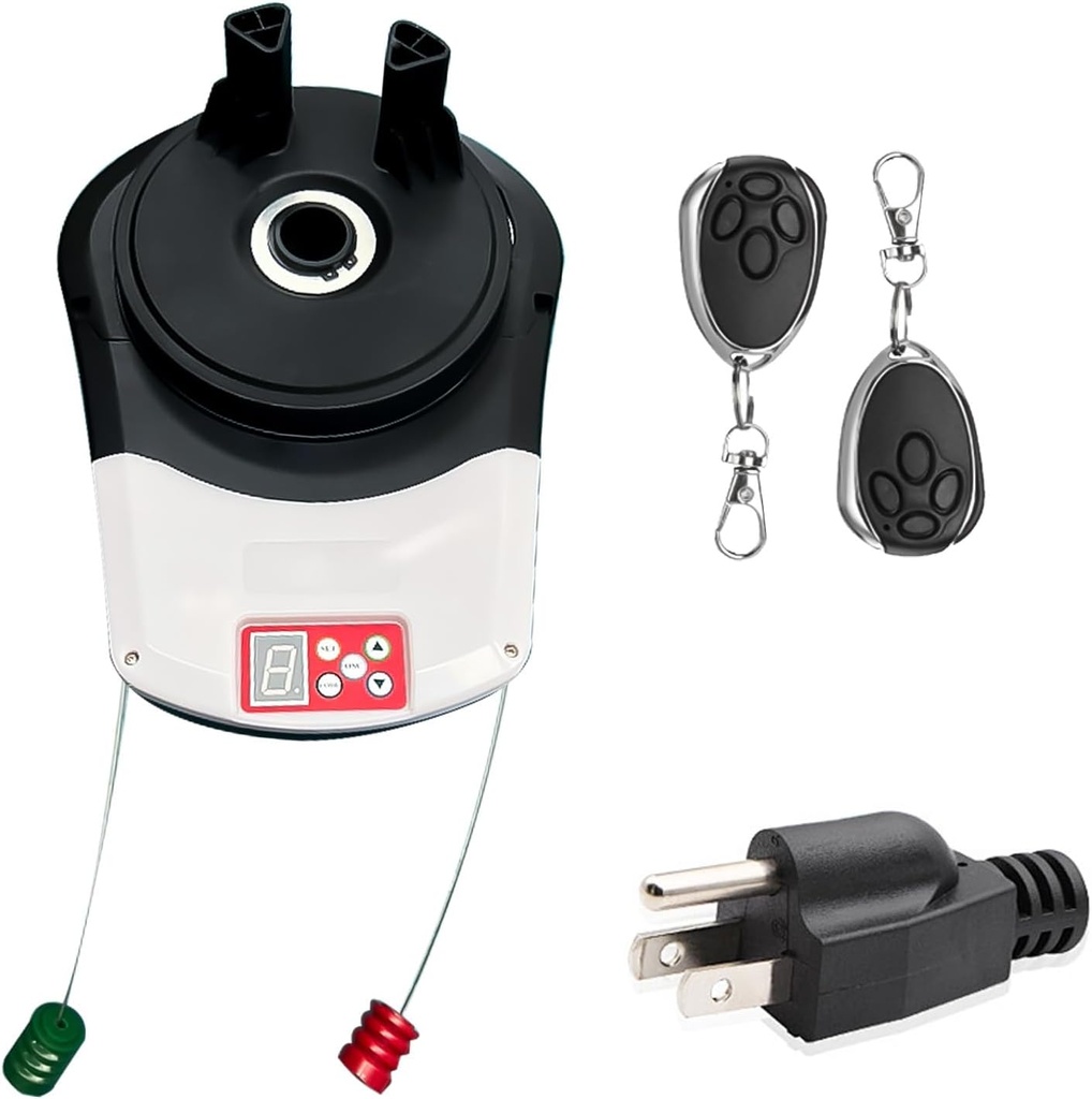 Automatic Roll Up Door Opener, 110V 100W Commercial Rolling Opener 800N Garage Door Motor Wall Mount Roll Up, with 2 Remotes for Garage Warehouse Store Barn Farm (800N)