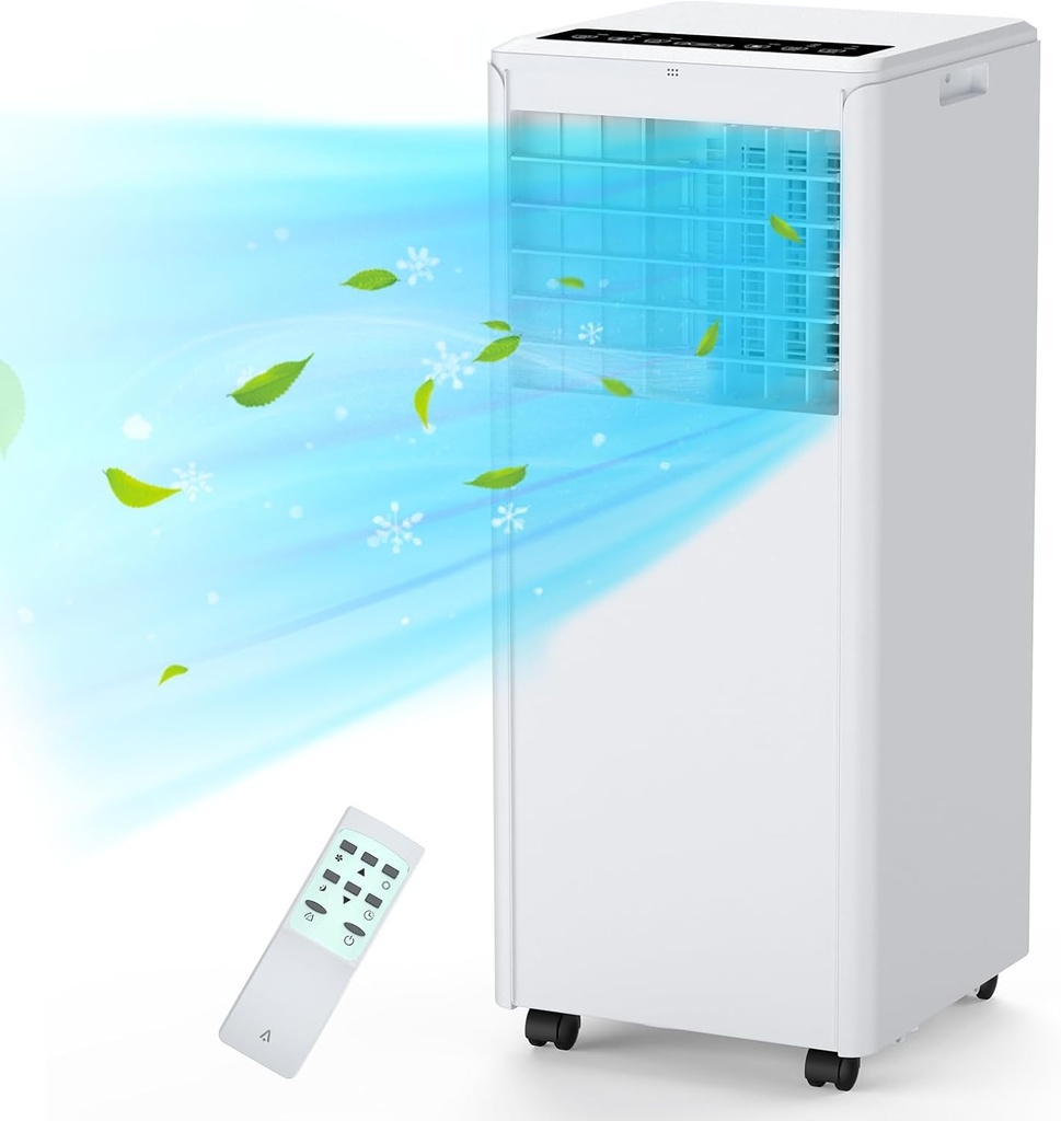 Garvee Portable Air Conditioner, 8,000 BTU Air Conditioner Cools up to 350 Sq.ft, Portable AC Built-in Cool with Dehumidifier and Fan Modes, Remote Control and Installation Kits, 50dB, White