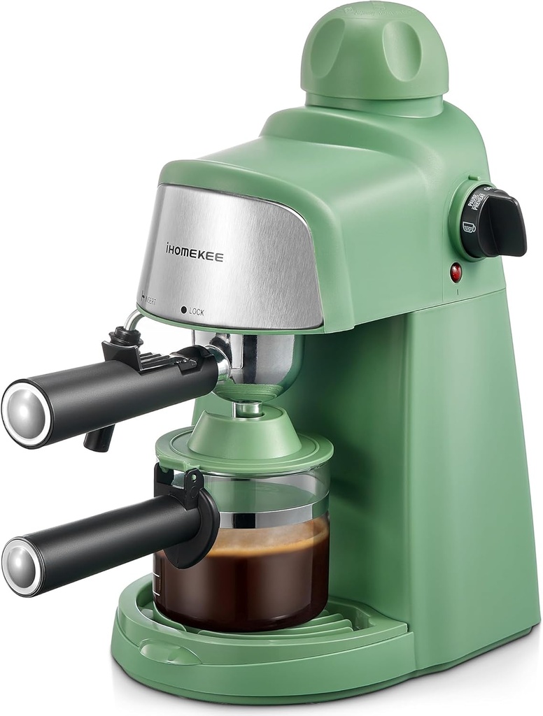 Espresso Machine, 3.5Bar Espresso and Cappuccino Machine with Fast Heating Function, 1-4 Cups Coffee Maker with Milk Frothing Function and Steam Wand (Green)