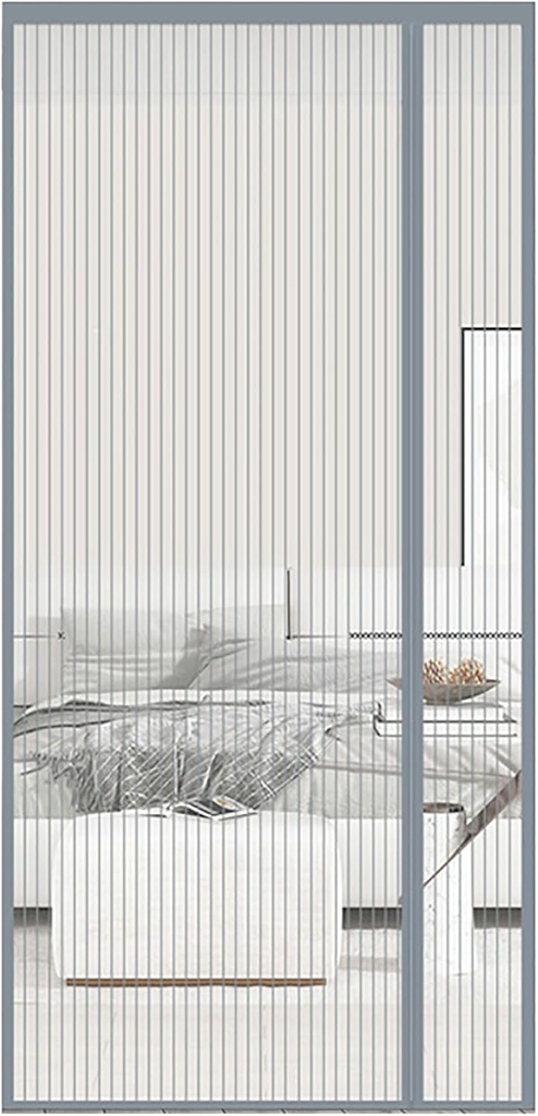 PHOGARY Magnetic Screen Door Durable Fiberglass Mesh Fit Door Size 32x80In, Reversible Left Right Side Opening Grey Screen Mesh for Front Door Hands Free