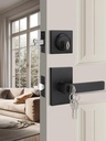 EHOMEWARE 2 Set Entry Door Locksets with Deadbolt, Matte Black Door Handle Set, Interior Door Knobs with Lock and Key, Keyed Alike Lever Door Handle, Heavy Duty Door Hardware