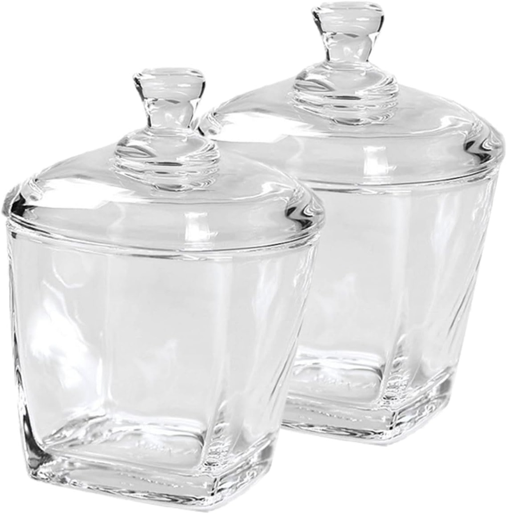 PRETYZOOM 2Pcs Glass Candy Containers with Lid Airtight Snack Jars for Food Storage Multi Functional Transparent Glass Jars for Cookies Tea Dried Fruit Decorative Kitchen Pantry Canisters