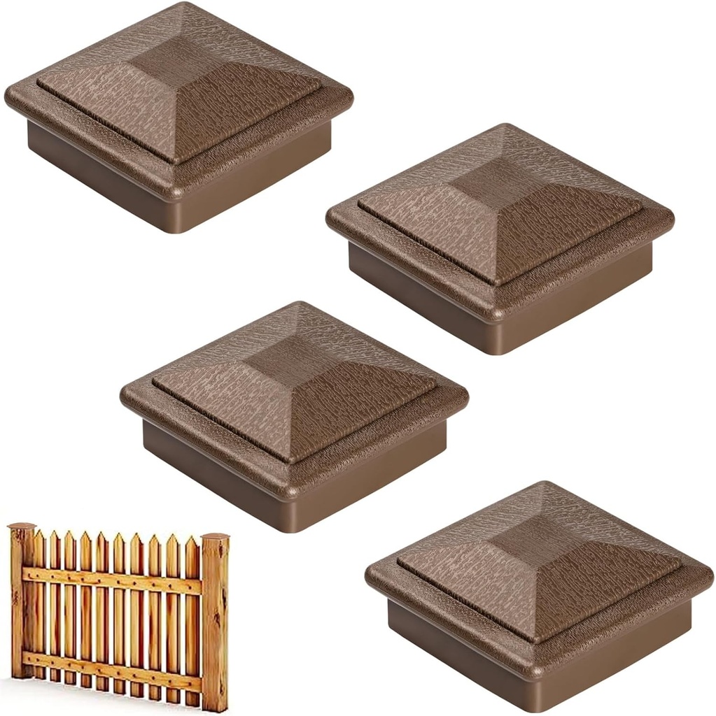 Post Caps, Wood Fence Post Bracket 4X4 (actual 3.5" x 3.5") Plastic Waterproof Post Topper Cover for Wooden Poles of Decks or Corridors