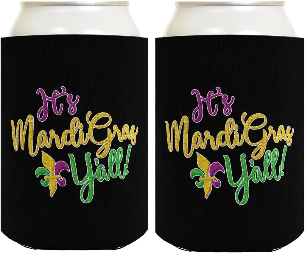 Mardi Gras Decor It's Mardi Gras Y'all Fleur-de-lis 2-Pack Can Drink Thermocoolers