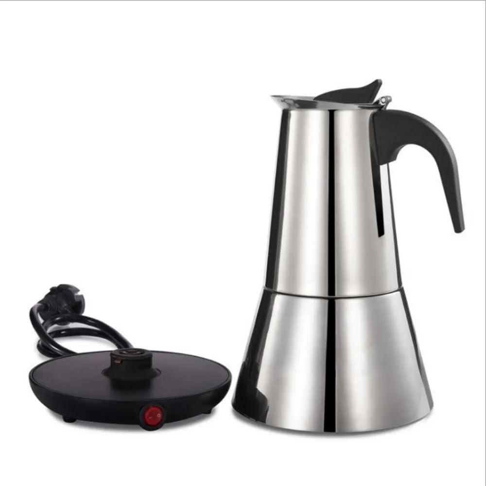 300ML Electric Moka Coffee Pot American plug Plug 6 Cups Stainless Steel Thickening Espresso Coffee Maker Italian Cuban Classic Coffee Pot