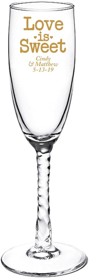 Personalized Color Printed Tall Shot Glass - Love Is Sweet - Gold - 72 pack