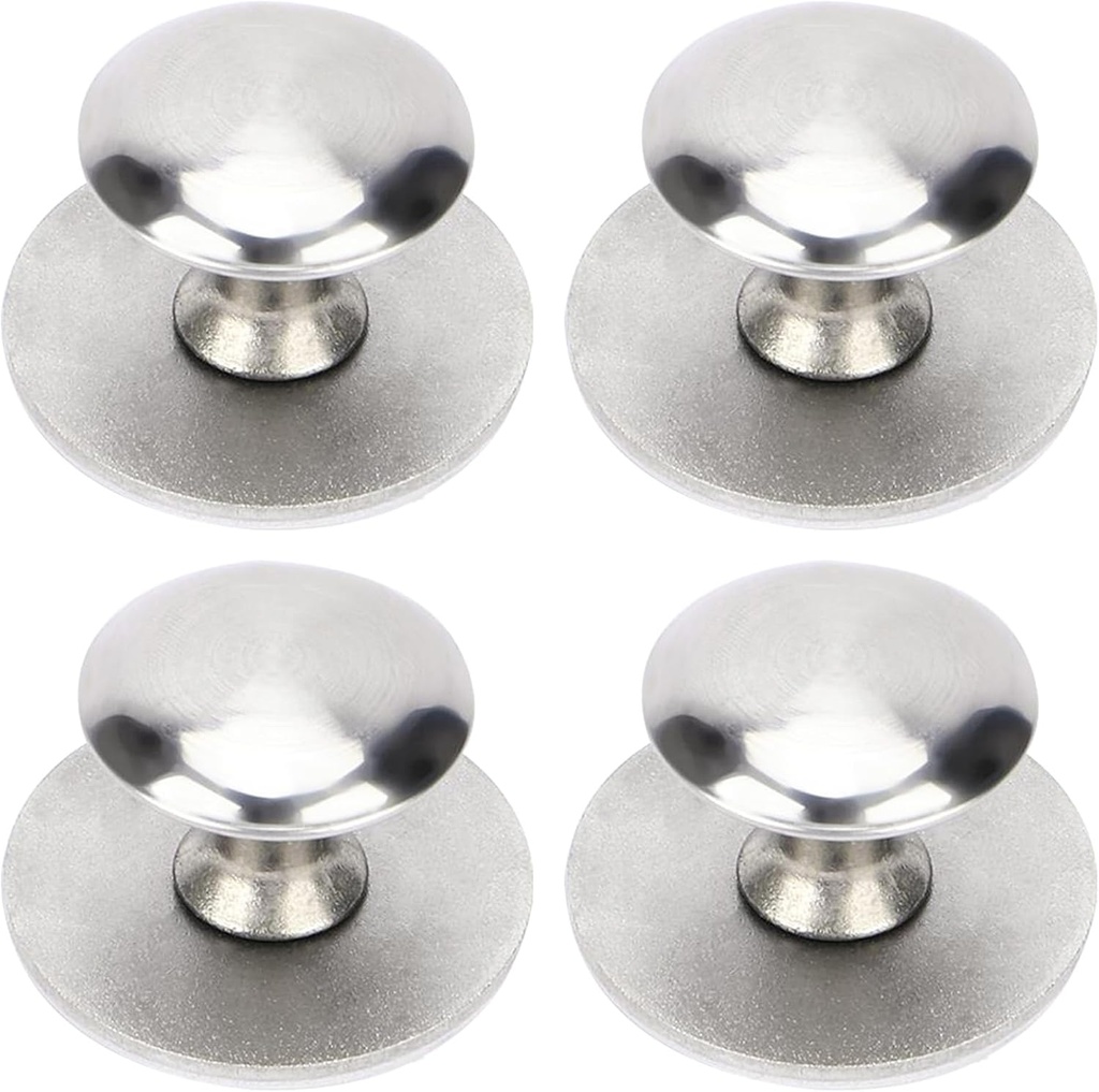 4 PCS Self-Stick Drawer Knobs Stainless Steel Instant Cabinet Handle Pulls with Mounting Screws No Punching Peel Drill Free with for Kitchen Glass Cabinet Cupboard Drawer (Brushed Silver)