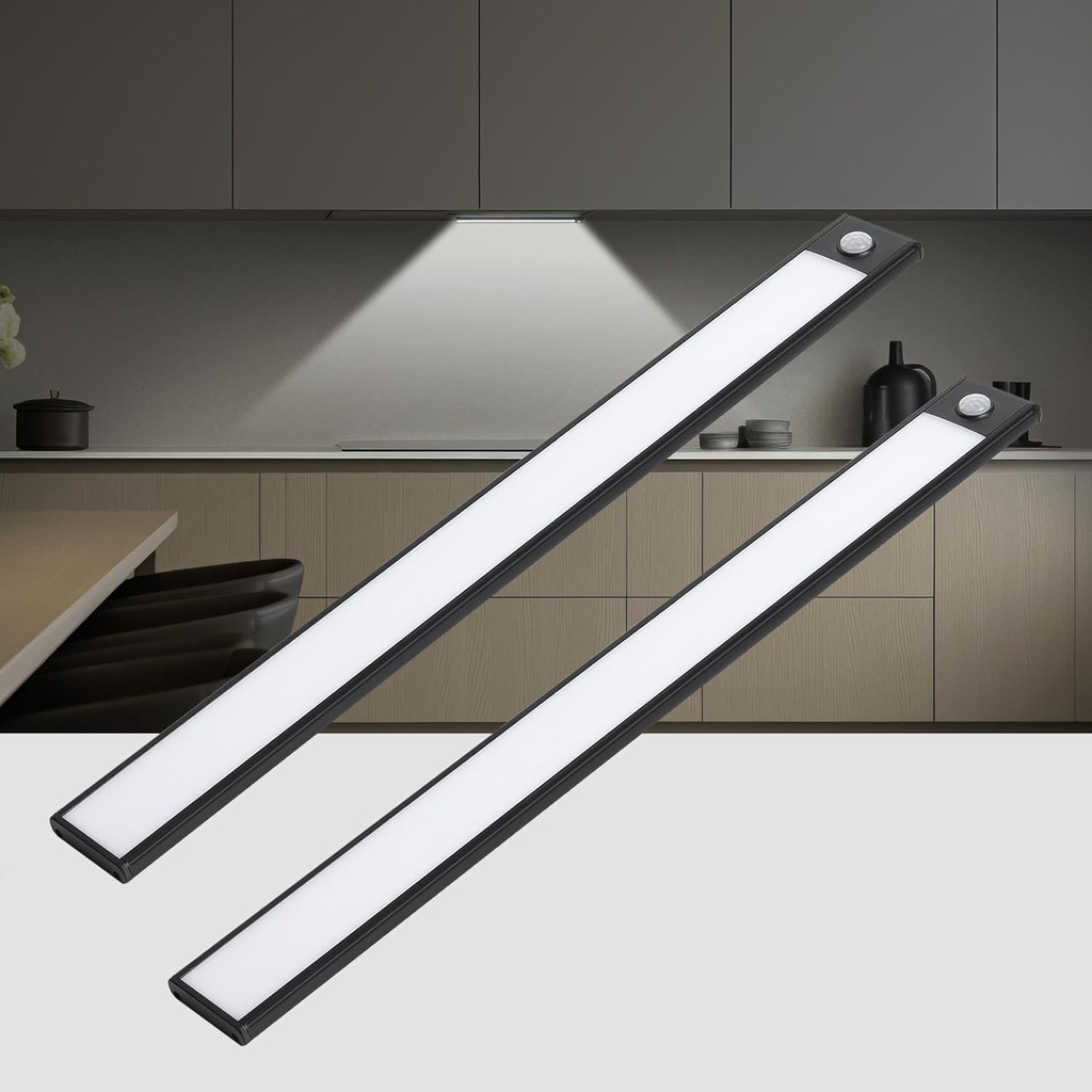 Under Cabinet Lights, 69 LED Closet Lights Wireless USB Charging, 3000mAh Battery Operated Motion Sensor Lighting Indoor 3 Color Dimmable 2 Pack