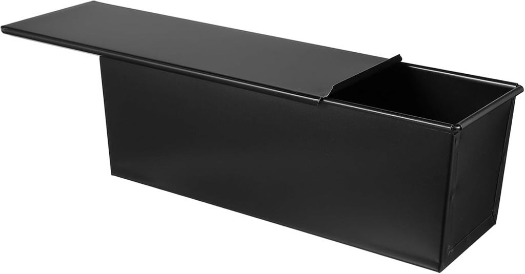 5holes Rectangular Non-stick Bread Pan with Lid Toast Box Mold for Baking Vent for Easy Demolding Bakeware for Homemade Loaf and Toast Black Finish