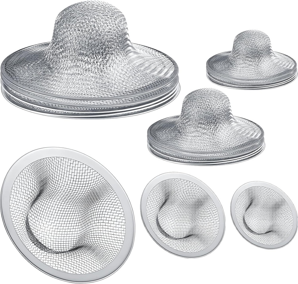 12 Pieces Stainless Steel Sink Strainer Drain Strainer with 4.5/2.75/2.25 Inch for Sink Drainage Kitchen Bathroom Bathtub Drain Screen