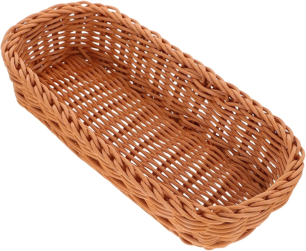 Garneck Imitation Rattan Cutlery Storage Basket Versatile Plastic Utensil Organizer for Forks Knives and Chopsticks Lightweight and Stylish Tableware Holder for Kitchen Use
