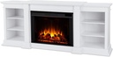 Real Flame Eliot 81" Grand Electric Fireplace TV Stand in White for TVs up to 80 inches, Entertainment Center with Adjustable Shelves and Storage, TV Stand for Living Room and Bedroom, Remote Control