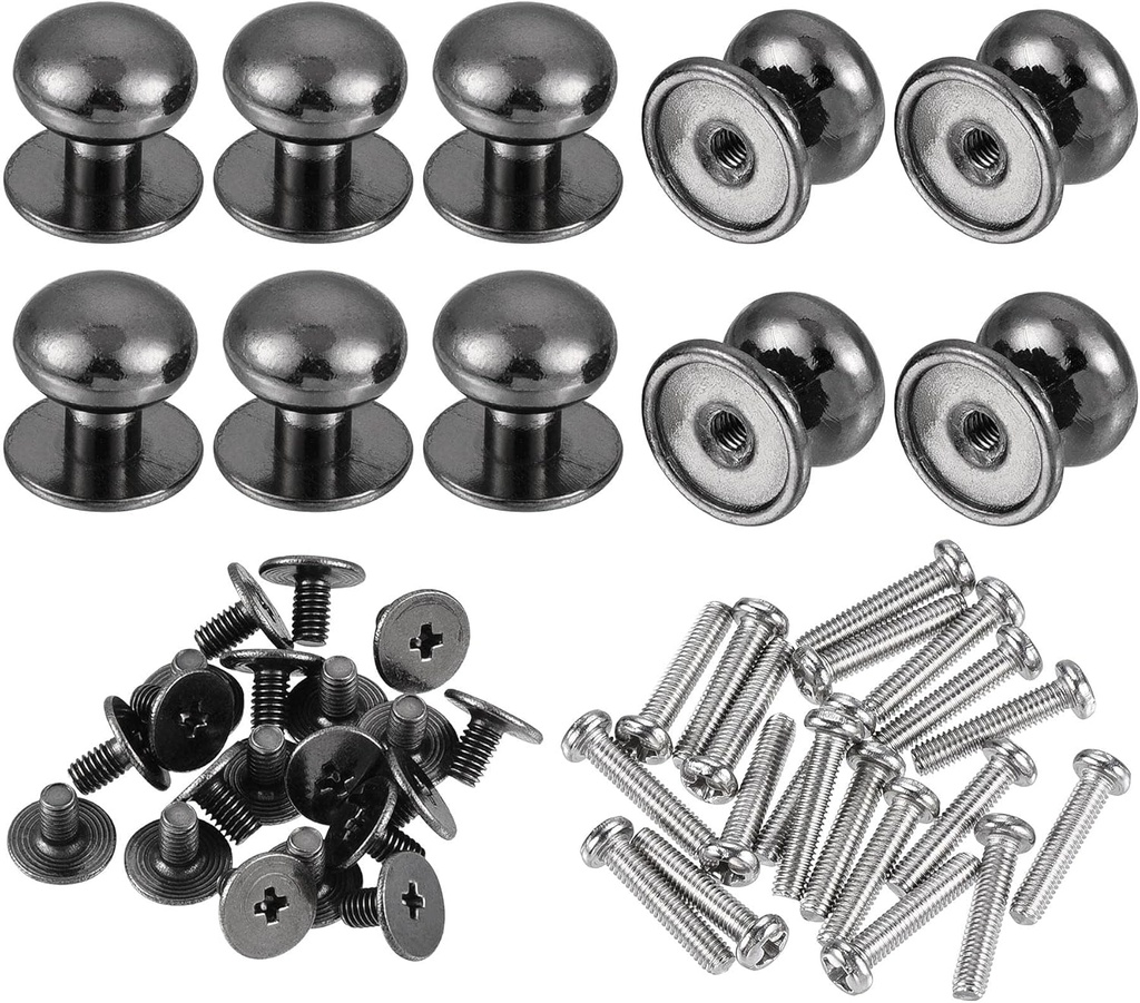 uxcell 12mm Head Dia. Round Knobs Pull Handle, 20pcs Zinc Alloy for Drawer Pulls Gift Box Cabinet Door Knobs with Screws, Black