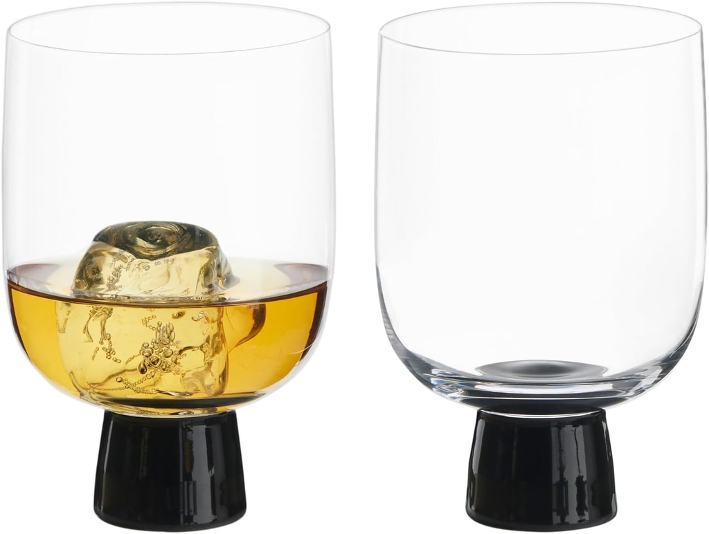 Oslo Handmade DOF Tumblers for Whiskey, Bourbon and Spirits - 10 oz - Black - Set of 2 Elegant Drinking Glasses