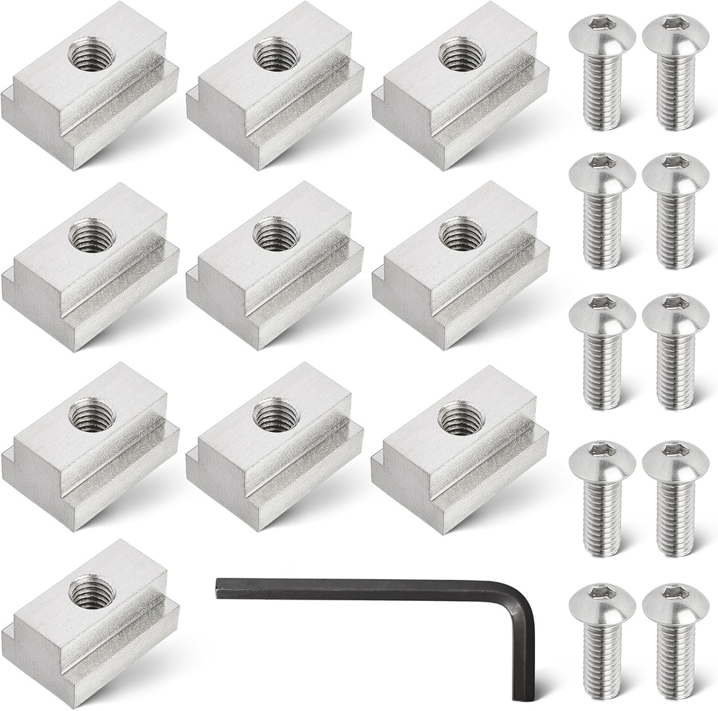 RED WOLF Thread 3/8"-16 T-Slot Nut Button Socket Cap Screw 10 Pack for Toyota Tundra Tacoma Pickup Truck Cargo Bed Rail Deck Cleat Rack Trail 304 Stainless Steel Tie Down w/Wrench