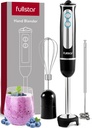 fullstar Immersion Blender Set, 9-Speed 500W Handheld Electric Hand Mixer, Smoothie Blender (3-in-1, Black)