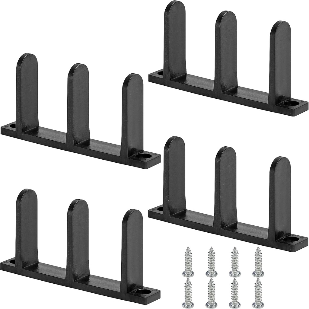 4 Pack Siding Closet Door Floor Guide-Universal ABS Sliding Door Bottom Guide Fit for 1-3/8" Thick Door-Black Closet Door Guides for Cabinet Floor with Screws