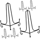 Amosfun 6Pcs Iron Plate Display Rack Sturdy Tea Cake Holder for Plates Photos Modern Design Iron Art Storage Stand Height for Organizing Dishware