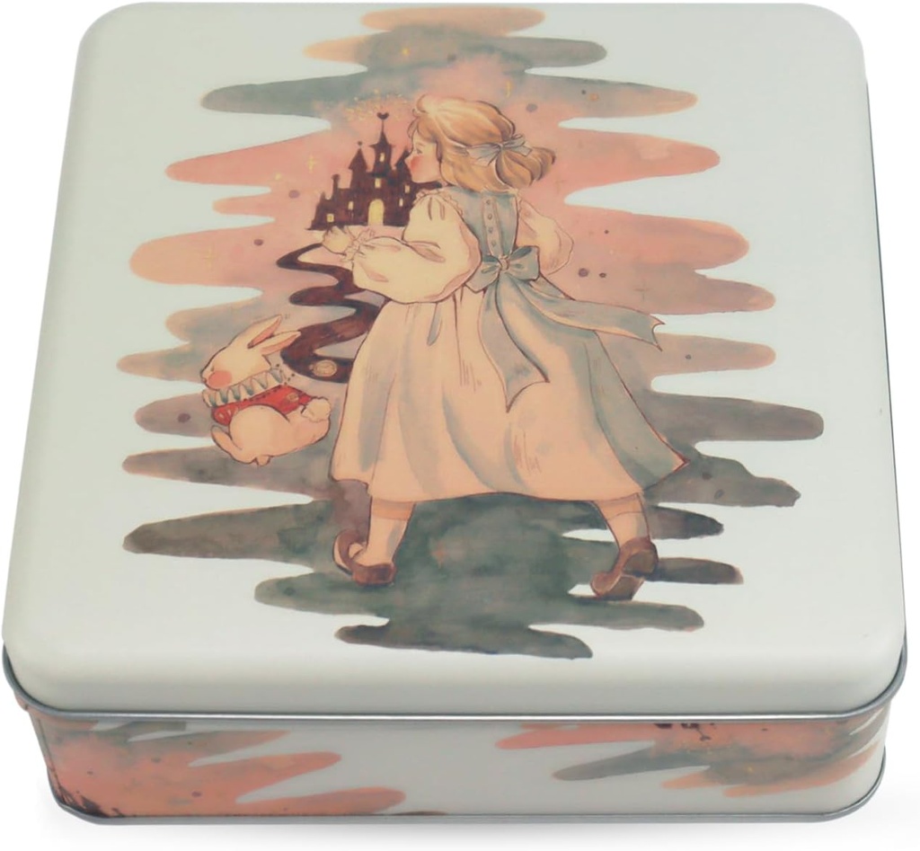 Square Tin Containers with Lids, Cartoon Cookie Tins, Festive Cookie Tins for Gift Giving & Holiday Treats – Perfect Holiday Gift & Elegant Festive Decor (A)