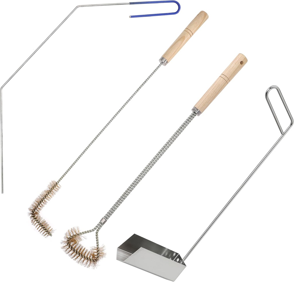 4 Pcs Fryer Cleaning Tools, L Shaped Brass Bristles Fryer Deep Cleaning Brush, Deep Fryer Crumb Scoop, Fryer Deep Cleanout Rod, Long Handle Fryer Basket Brush for Restaurant Air Fryer